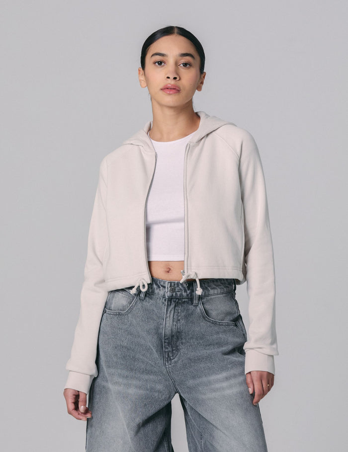 jennyfer Sweat zippé à capuche avec liens à nouer pierre