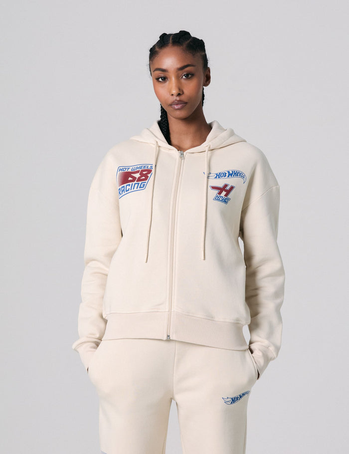 jennyfer Sweat zippé à capuche Hot Wheels x Jennyfer crème