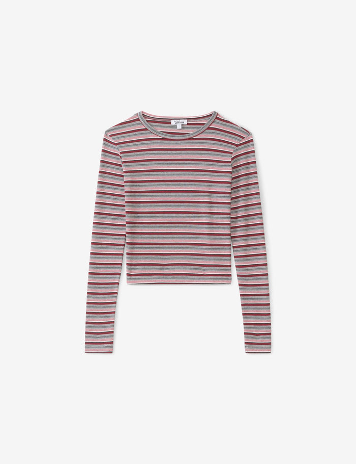 jennyfer T shirt manches longues rayé rouge et noir