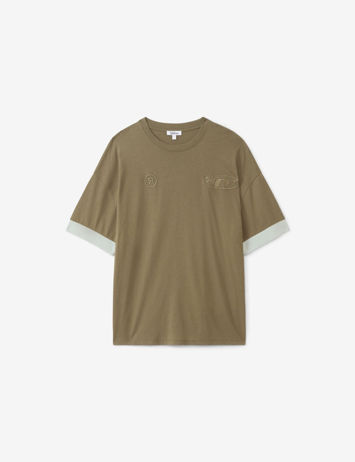 jennyfer T-shirt oversize vert olive à message brodé