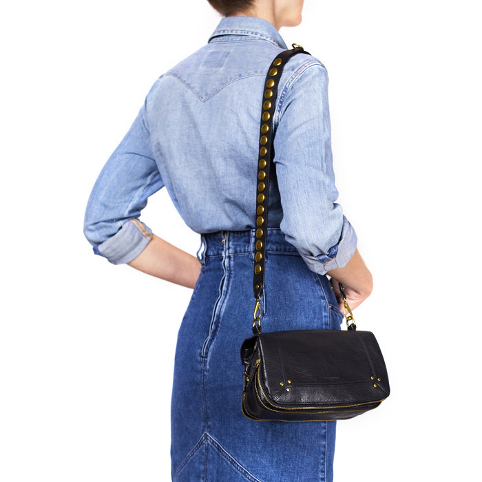 Jerome Dreyfuss Bandoulière Festival Vachette Noir Brass