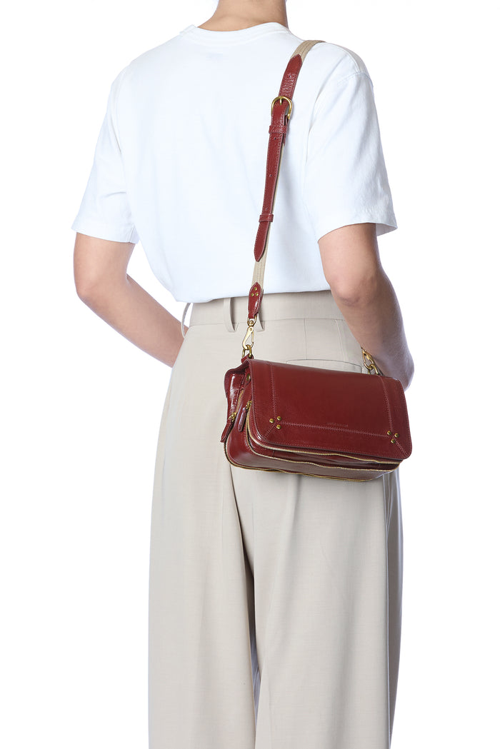 Jerome Dreyfuss Bandoulière Sangle Fine Buffle Acajou