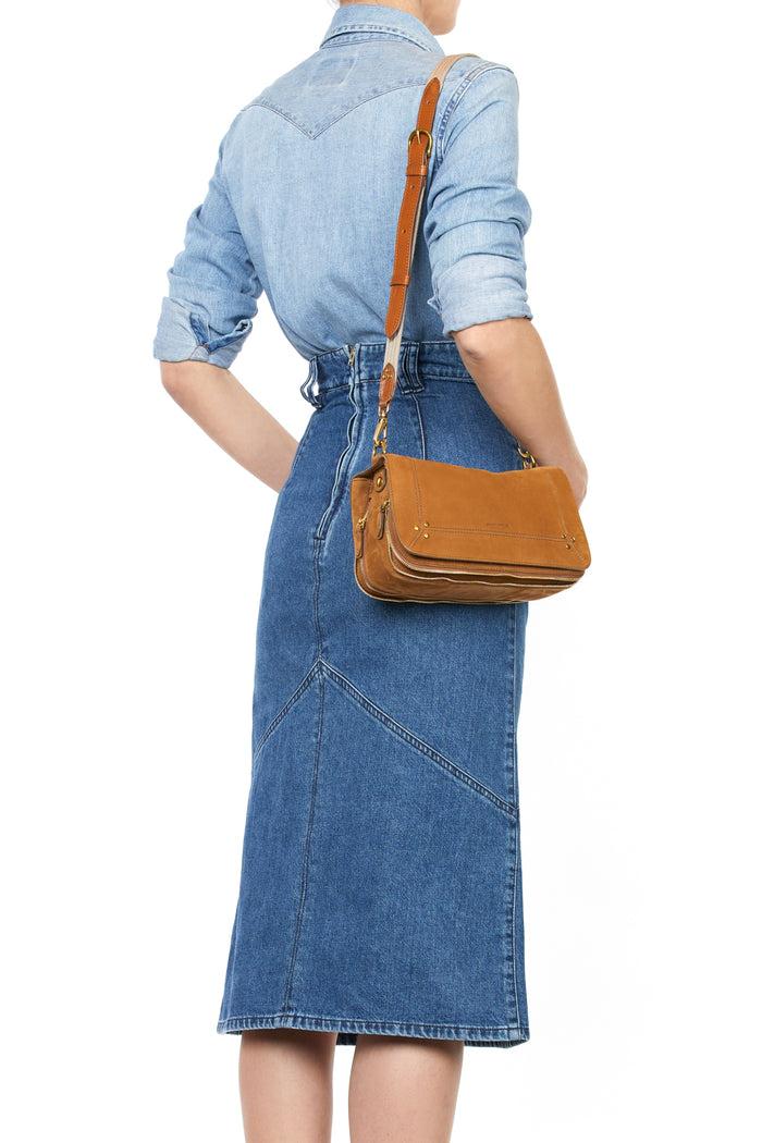 Jerome Dreyfuss Bandoulière Sangle Fine Vachette Chêne