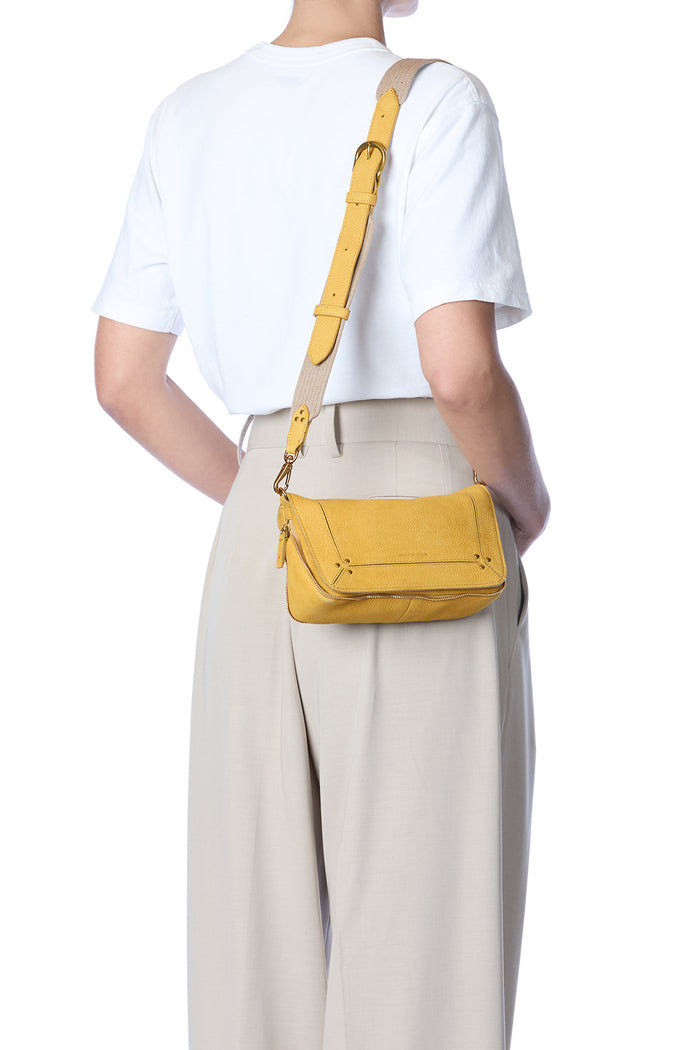 Jerome Dreyfuss Bandoulière Sangle Large Vachette Nubuck Mimosa