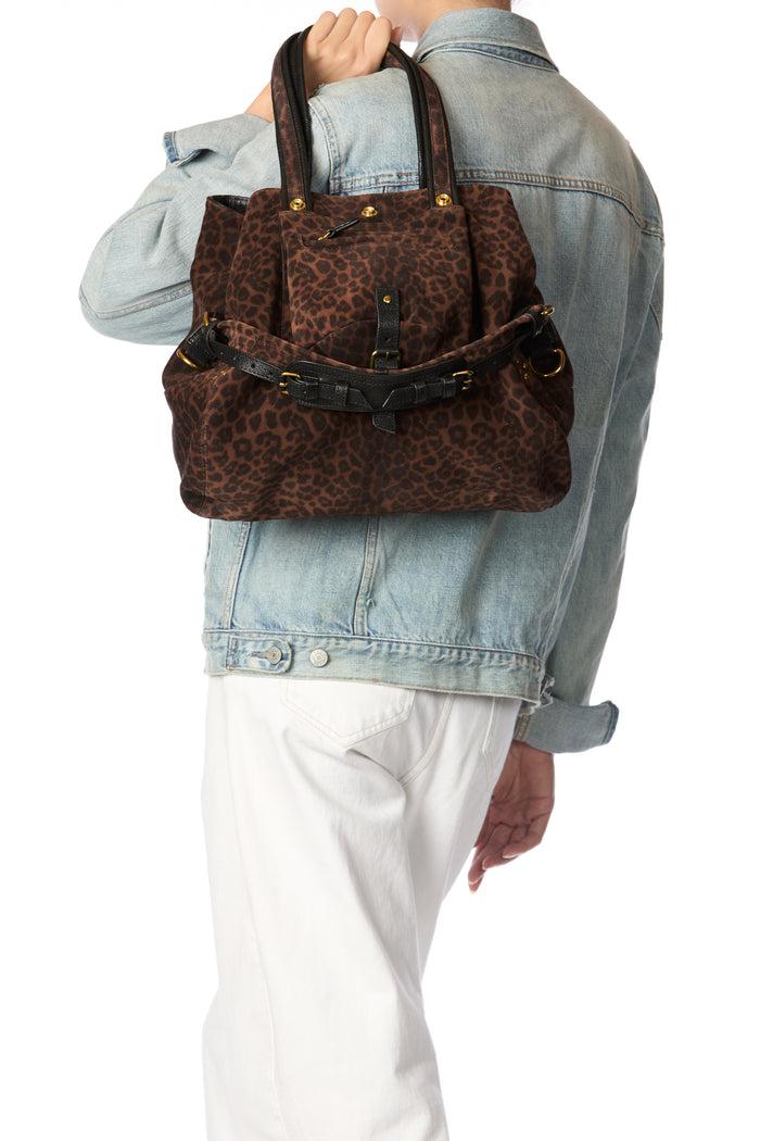 Jerome Dreyfuss Billy M Croûte Velours Imprimé Léopard Naturel