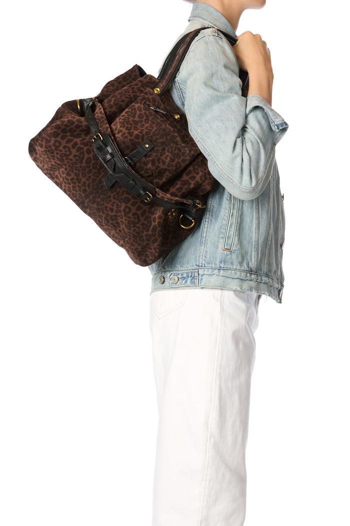 Jerome Dreyfuss Billy M Croûte Velours Imprimé Léopard Naturel