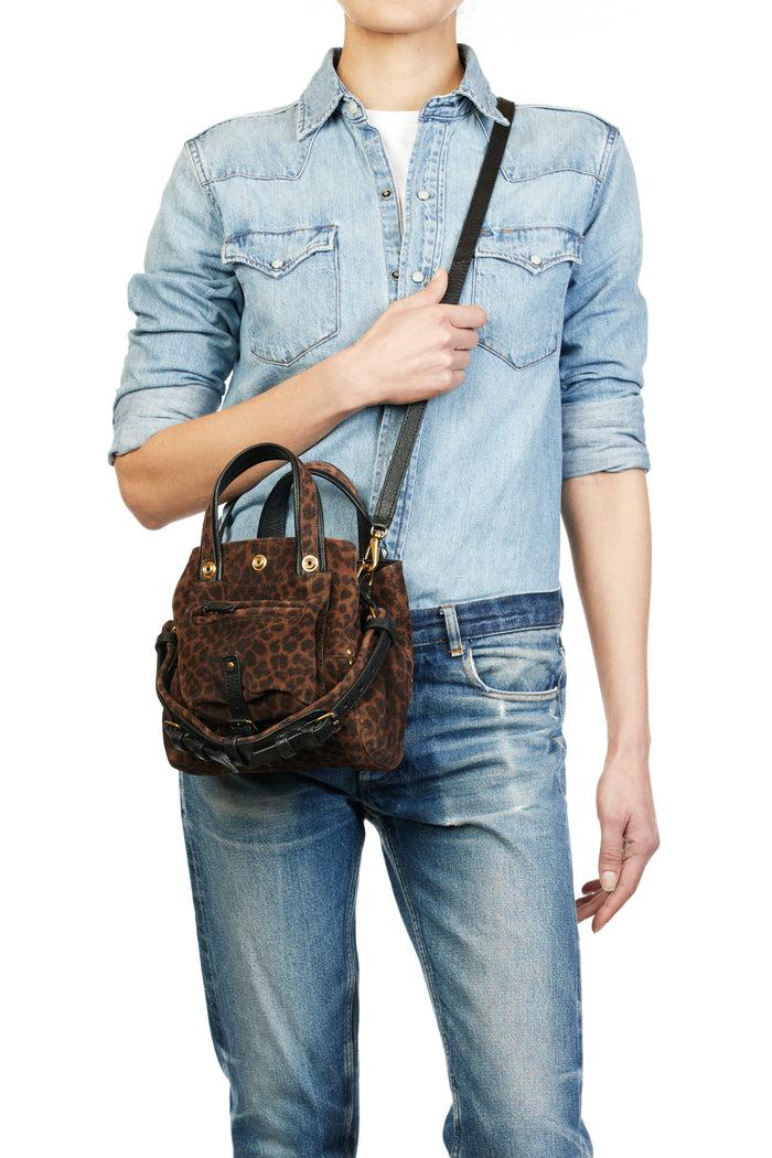 Jerome Dreyfuss Billy Nano Croûte Velours Imprimé Léopard Naturel