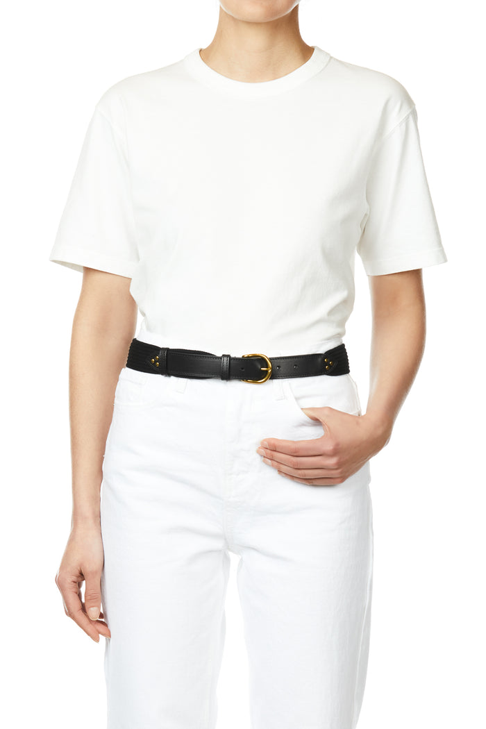 Jerome Dreyfuss Ceinture Sangle Large Vachette Noir Brass