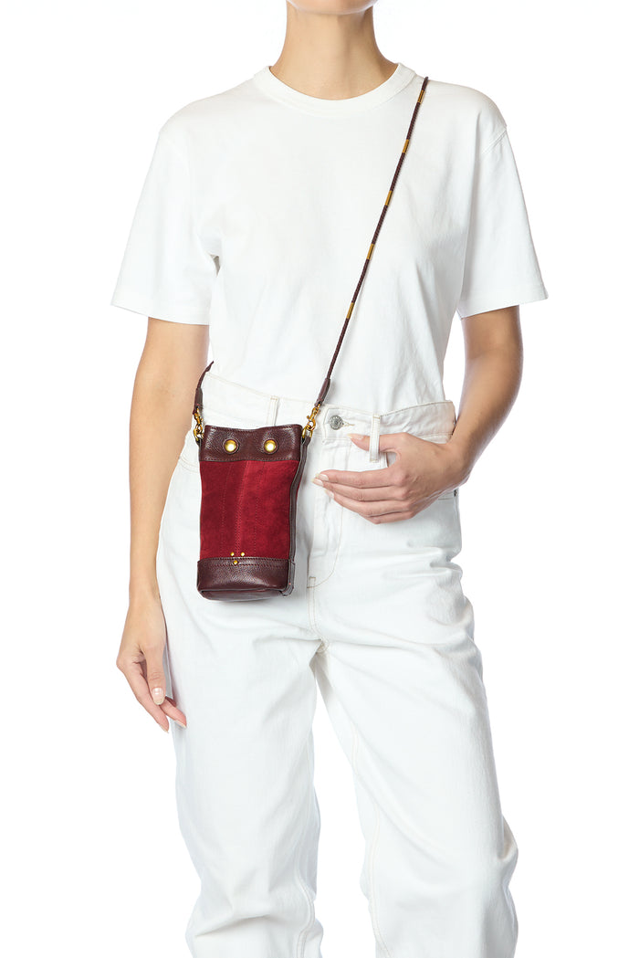 Jerome Dreyfuss Ben Mini Croute Velours Burgundy