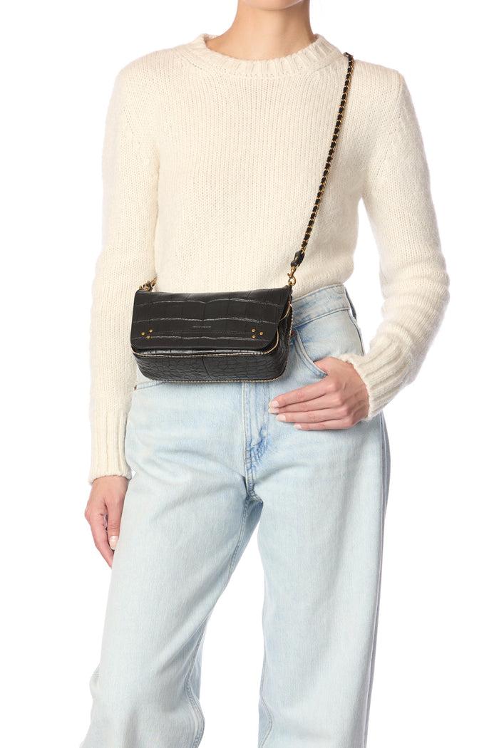 Jerome Dreyfuss Bobi S Vachette Imprimé Croco Noir