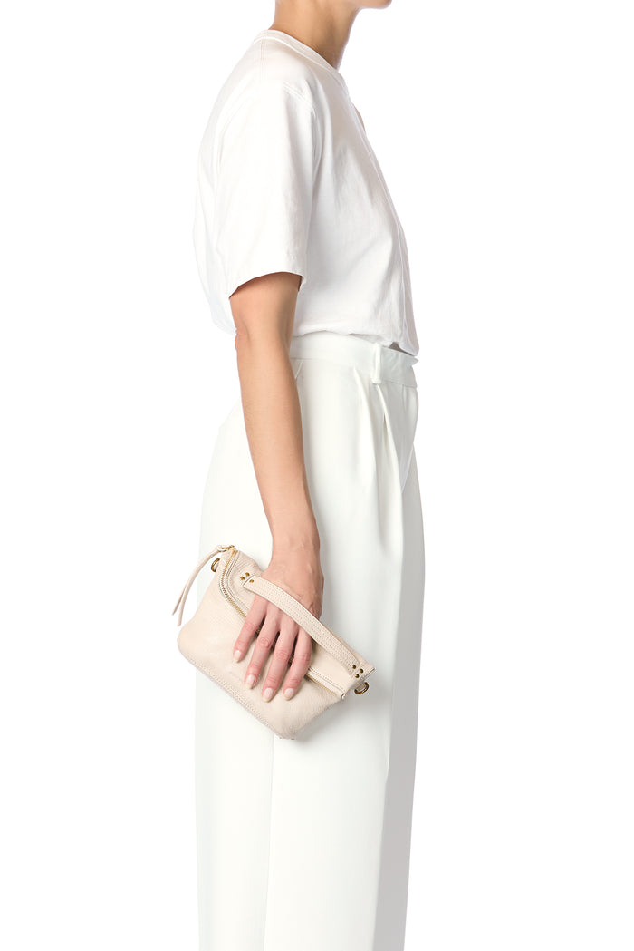 Jerome Dreyfuss Lucky Pochette Chèvre Ecru Grainé