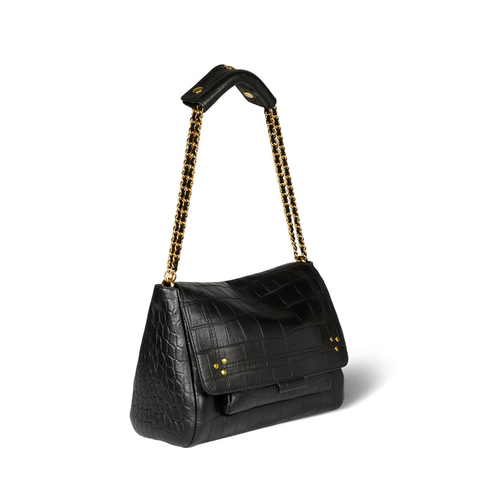 Jerome Dreyfuss Lulu M Vachette Imprimé Croco Noir
