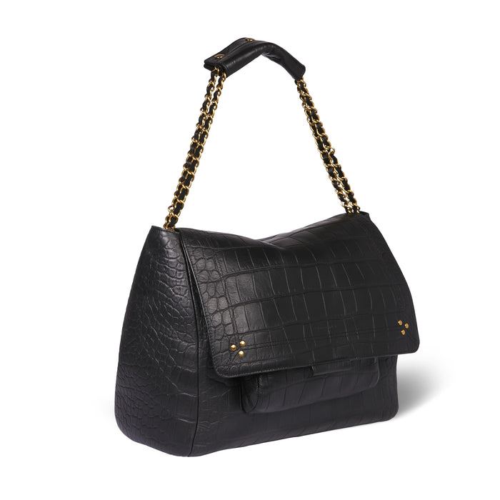 Jerome Dreyfuss Lulu XL Vachette Croco Noir