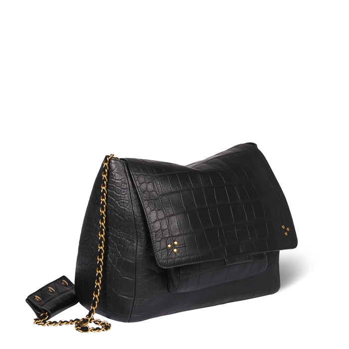 Jerome Dreyfuss Lulu XL Vachette Croco Noir