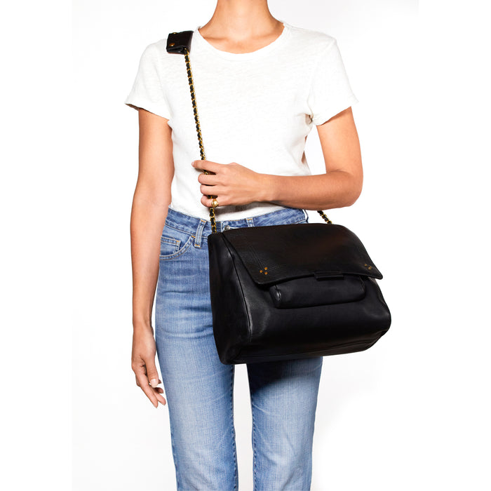 Jerome Dreyfuss Lulu XL Veau Noir Brass