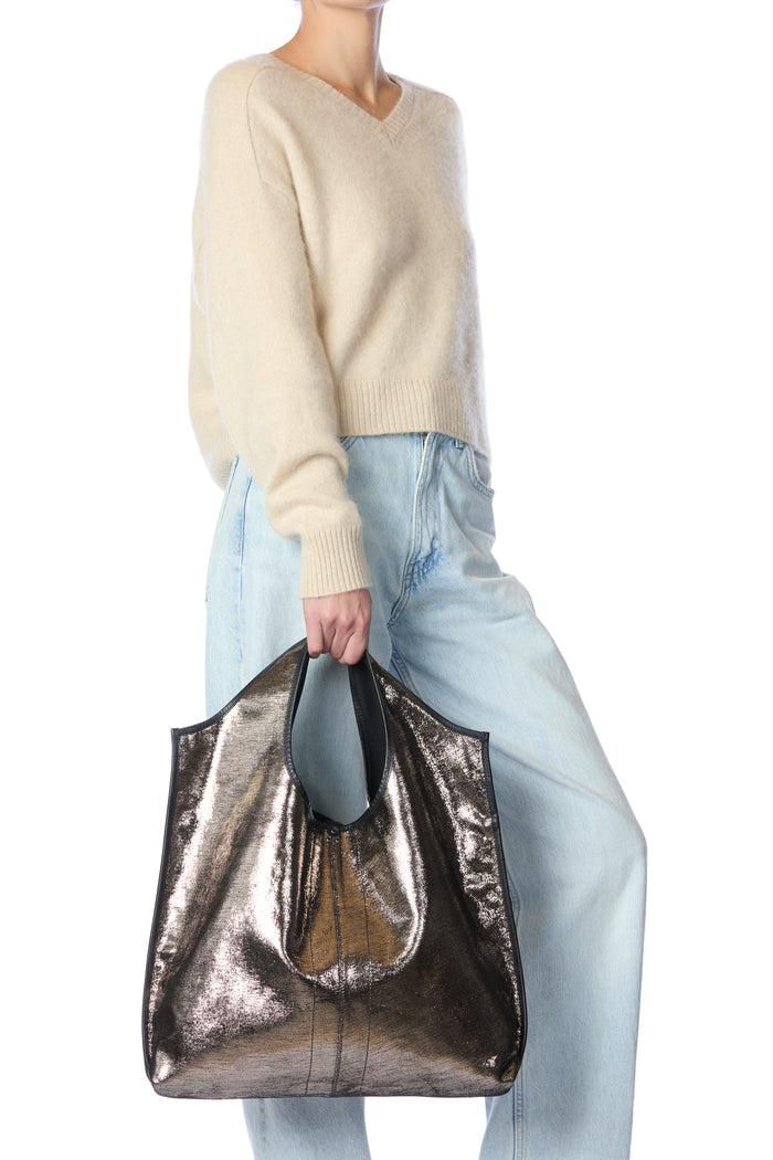 Jerome Dreyfuss Paco Chèvre Lamé Champagne