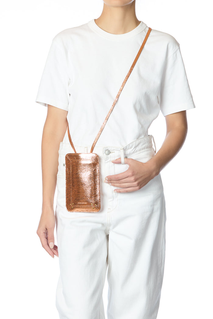 Jerome Dreyfuss Porte Mobile Chèvre Lamé Rose Gold