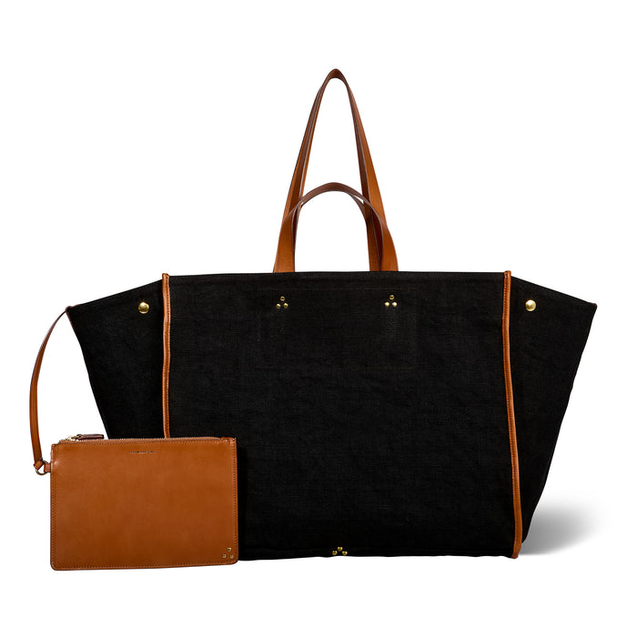 jerome dreyfuss Sac Léon L Toile Lin noir