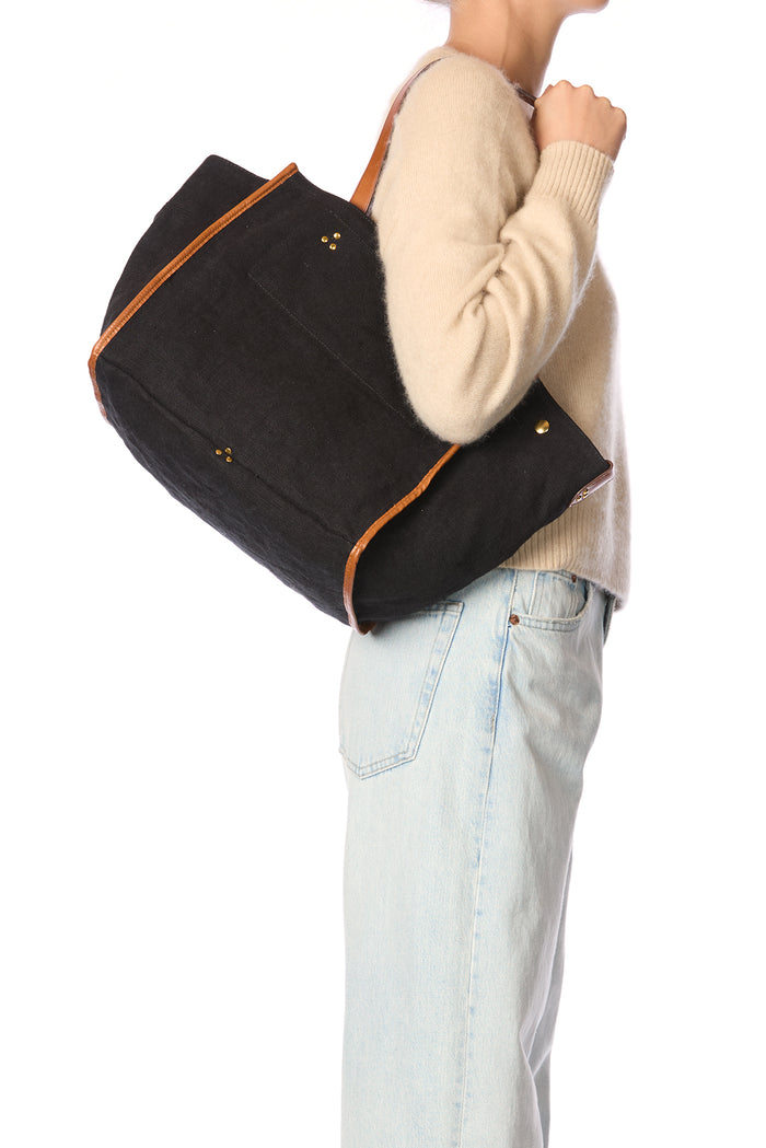 Jerome Dreyfuss Sac Léon M Toile Lin Noir