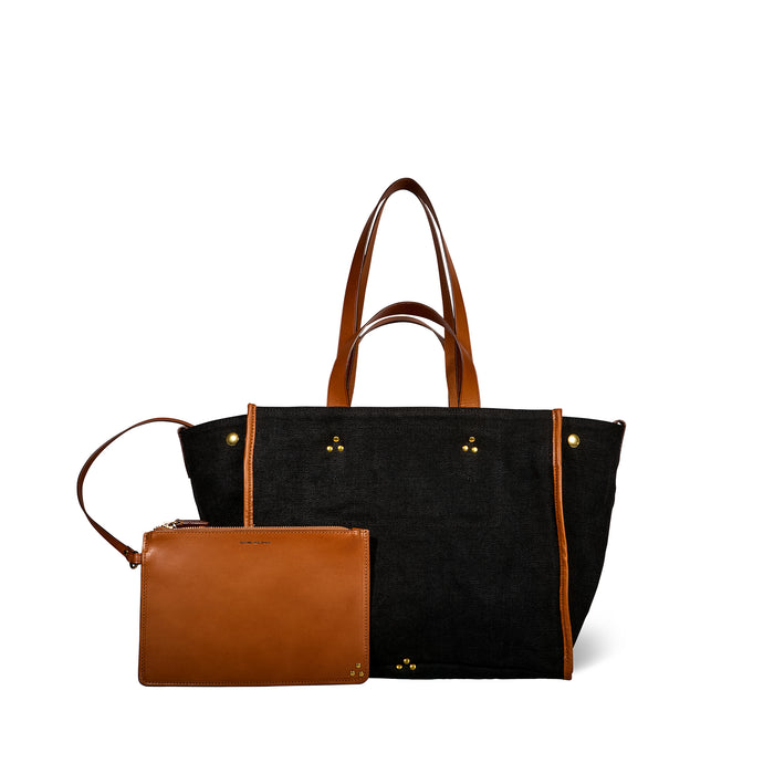 jerome dreyfuss Sac Léon M Toile Lin noir