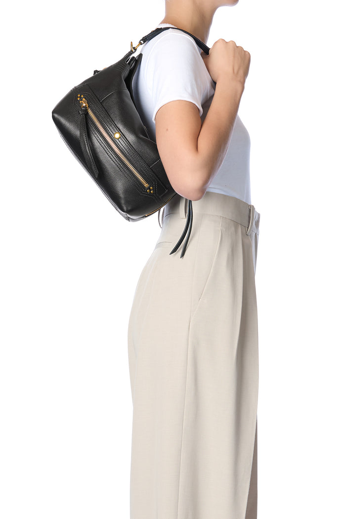 Jerome Dreyfuss Sac Lucky Hobo Buffle Noir Brass