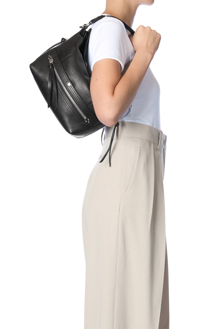 Jerome Dreyfuss Sac Lucky Hobo Buffle Noir Silver