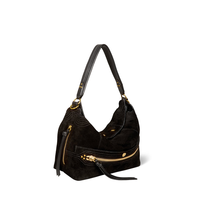 Jerome Dreyfuss Sac Lucky Hobo Croûte Velours Noir