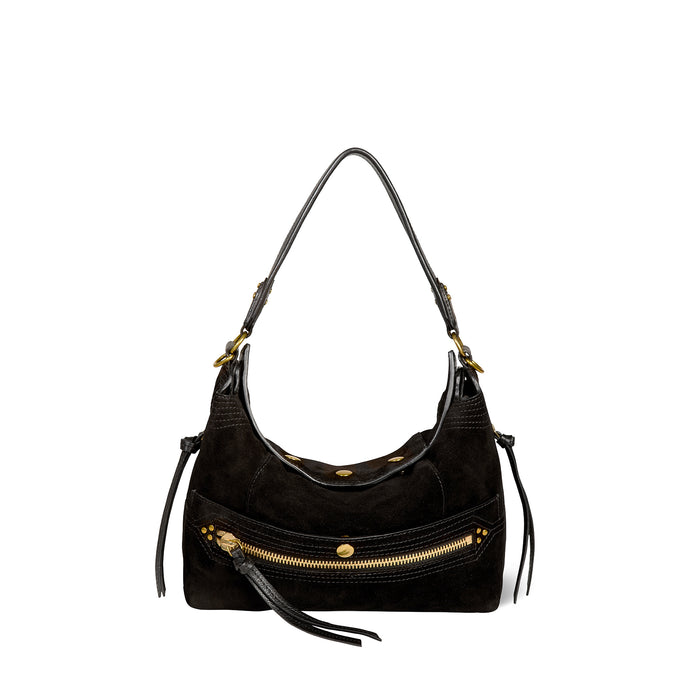 jerome dreyfuss Sac Lucky Hobo Croûte Velours Noir