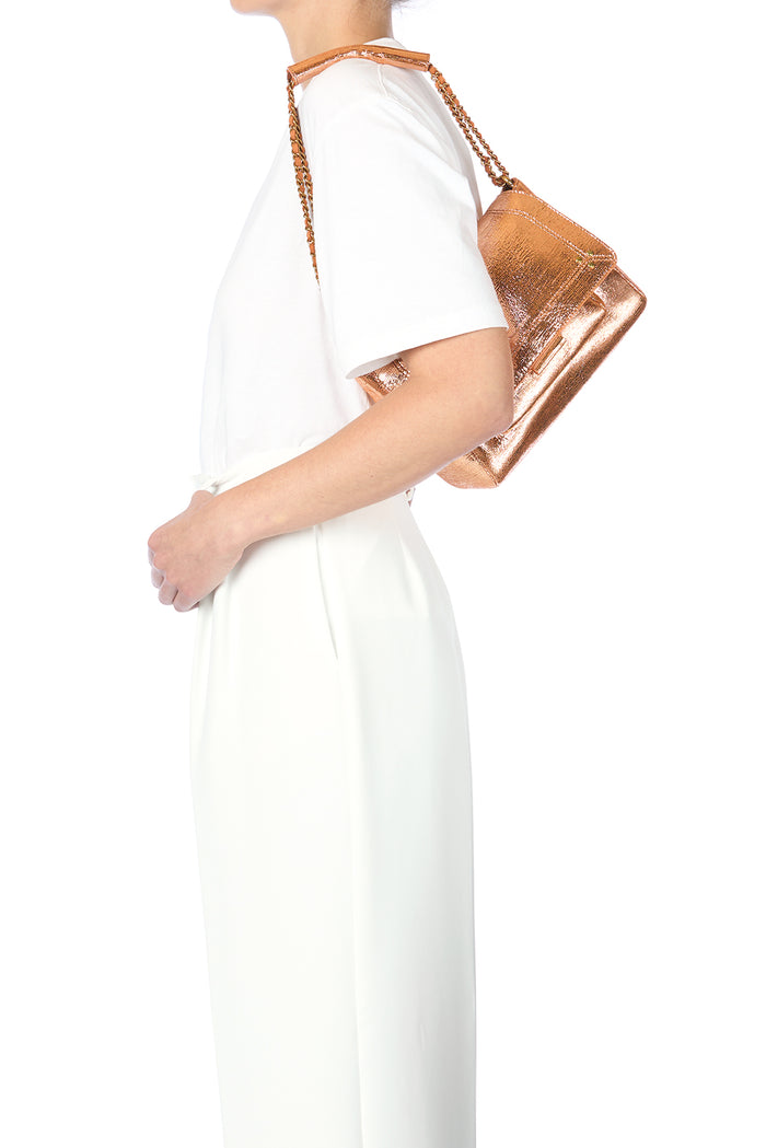 Jerome Dreyfuss Sac Lulu M Chèvre Lamé Rose Gold