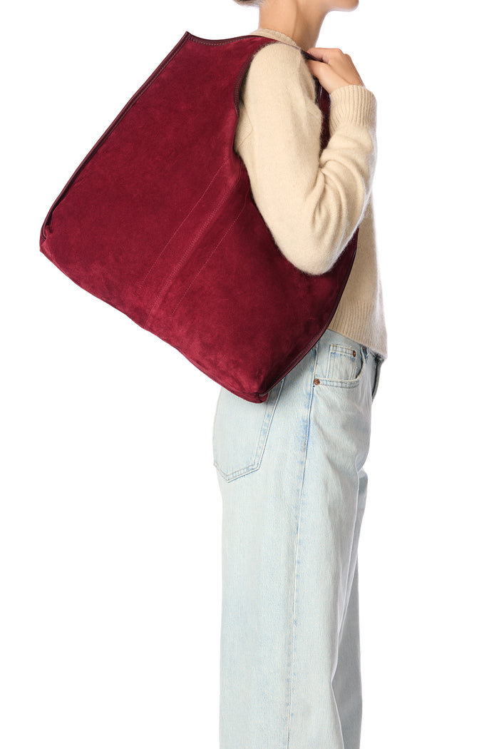 Jerome Dreyfuss Sac Paco Croûte Velours Burgundy