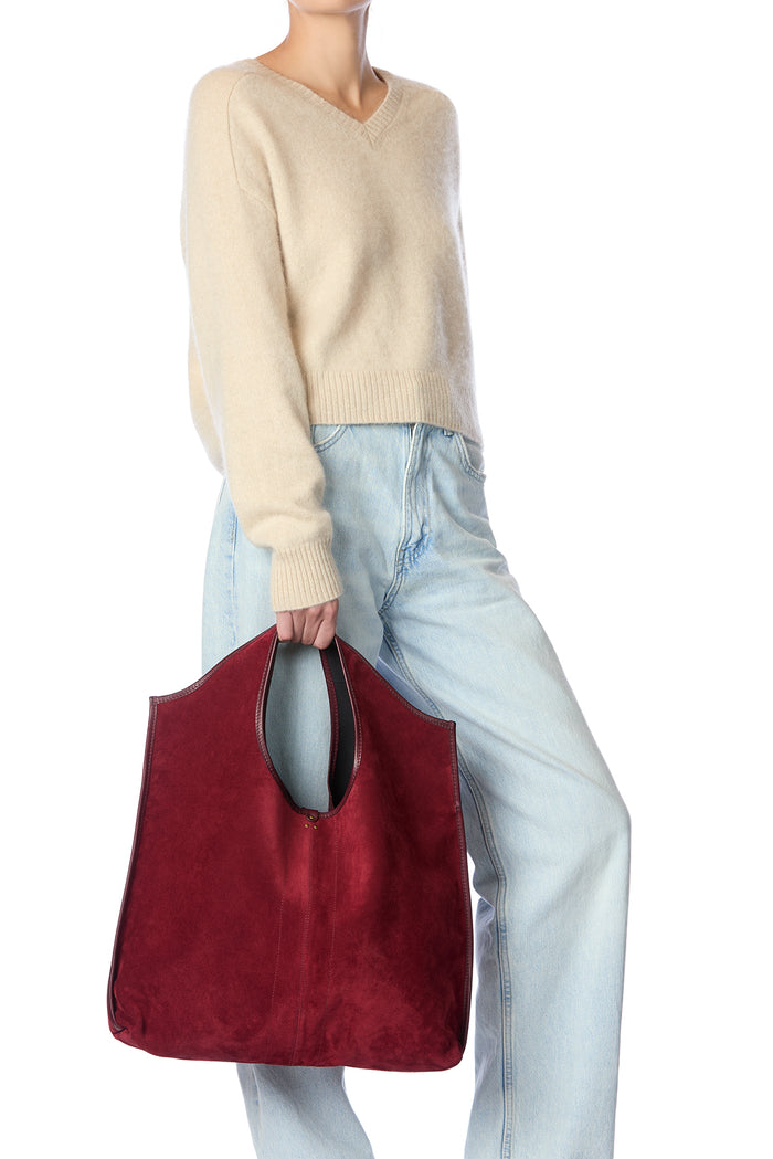 Jerome Dreyfuss Sac Paco Croûte Velours Burgundy