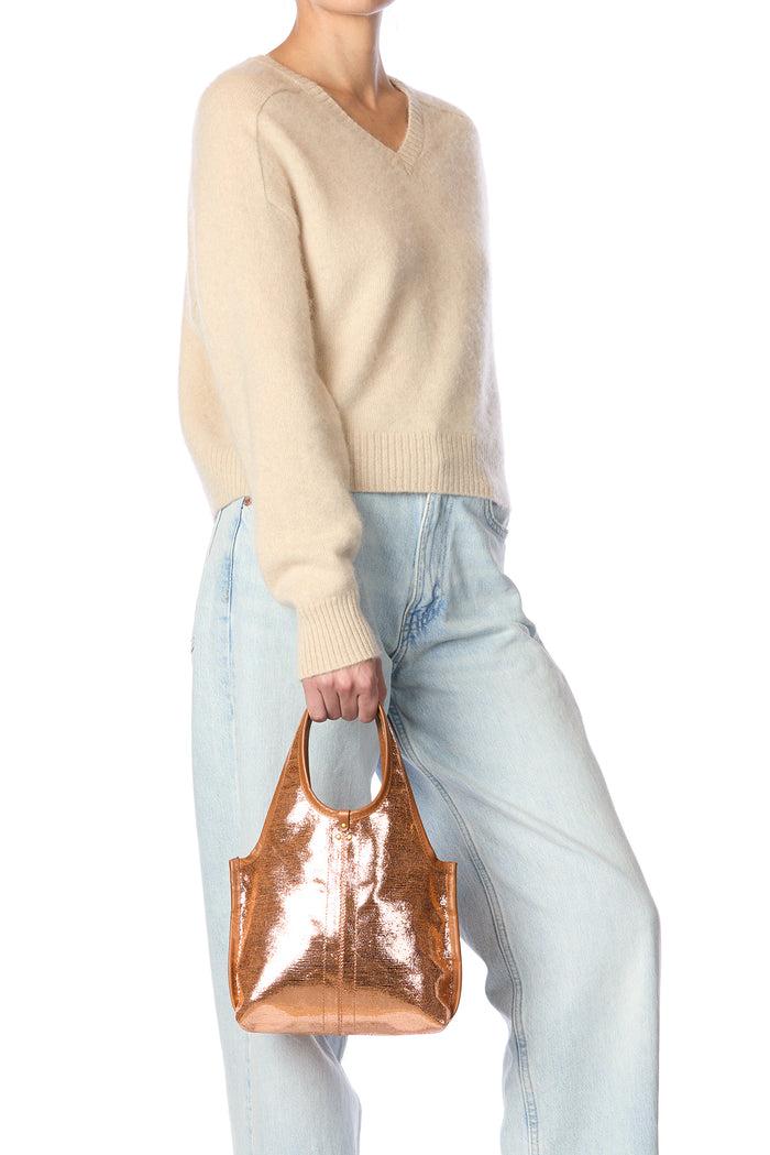 Jerome Dreyfuss Sac Paco S Chèvre Lamé Rose Gold