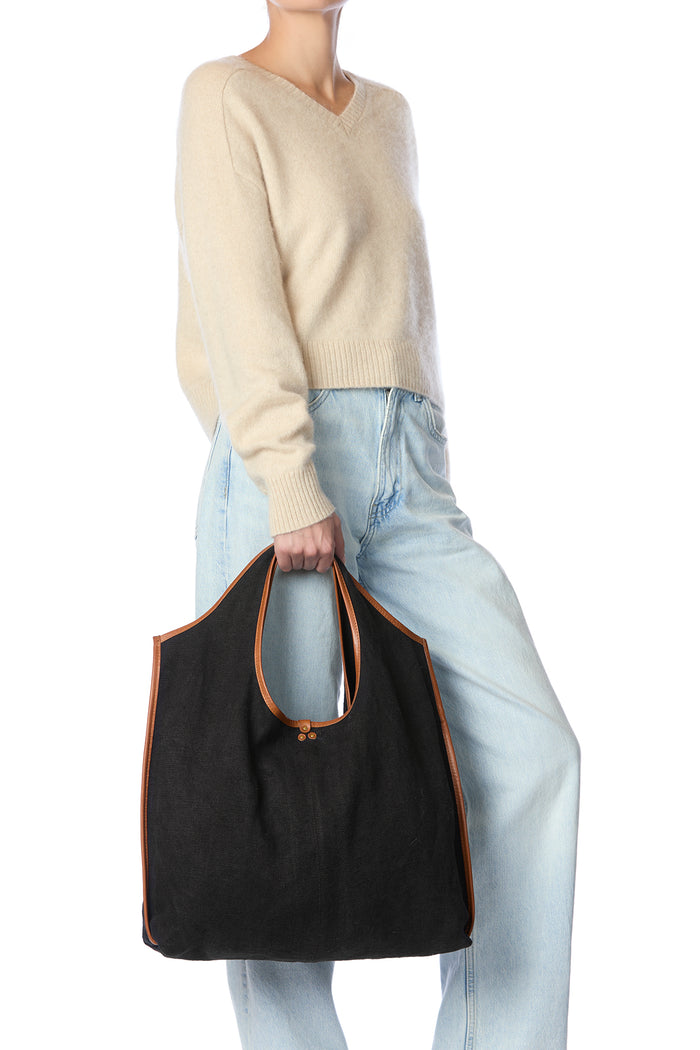 Jerome Dreyfuss Sac Paco Toile Lin Noir