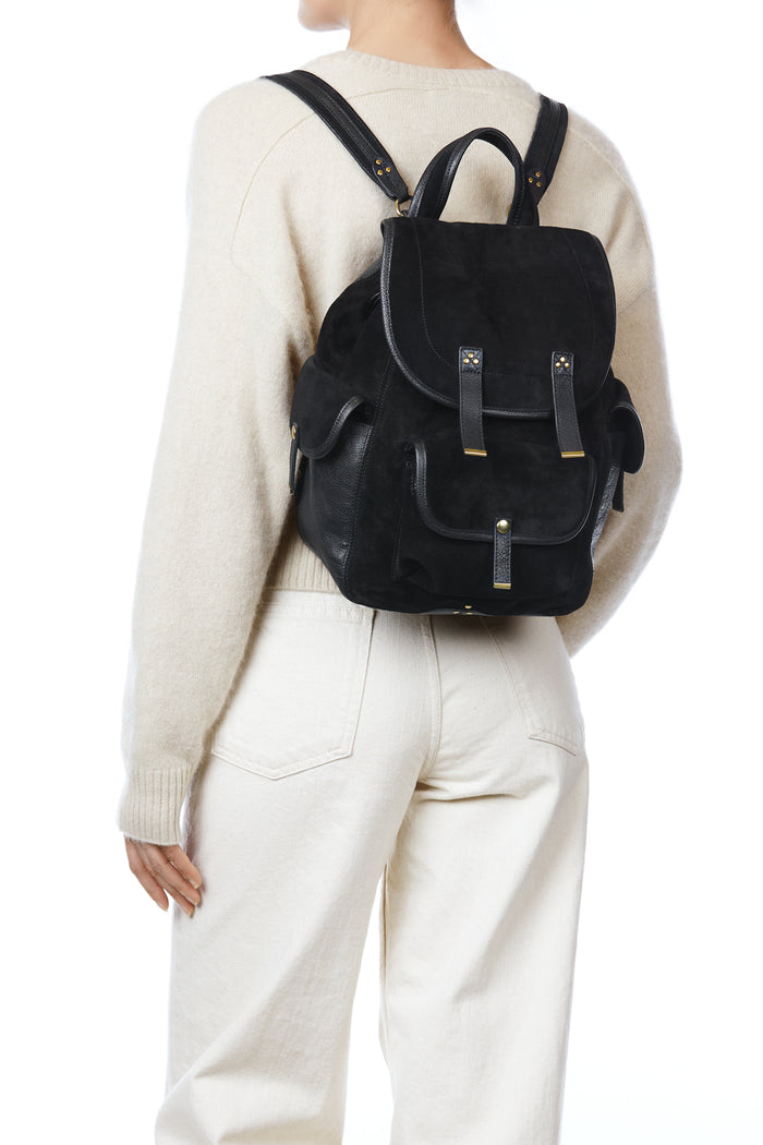 Jerome Dreyfuss Stan Sac à Dos Croûte Velours Noir