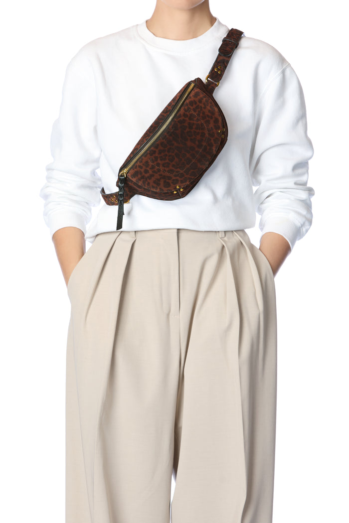 Jerome Dreyfuss Lino Banane Croûte Velours Imprimé Léopard Naturel