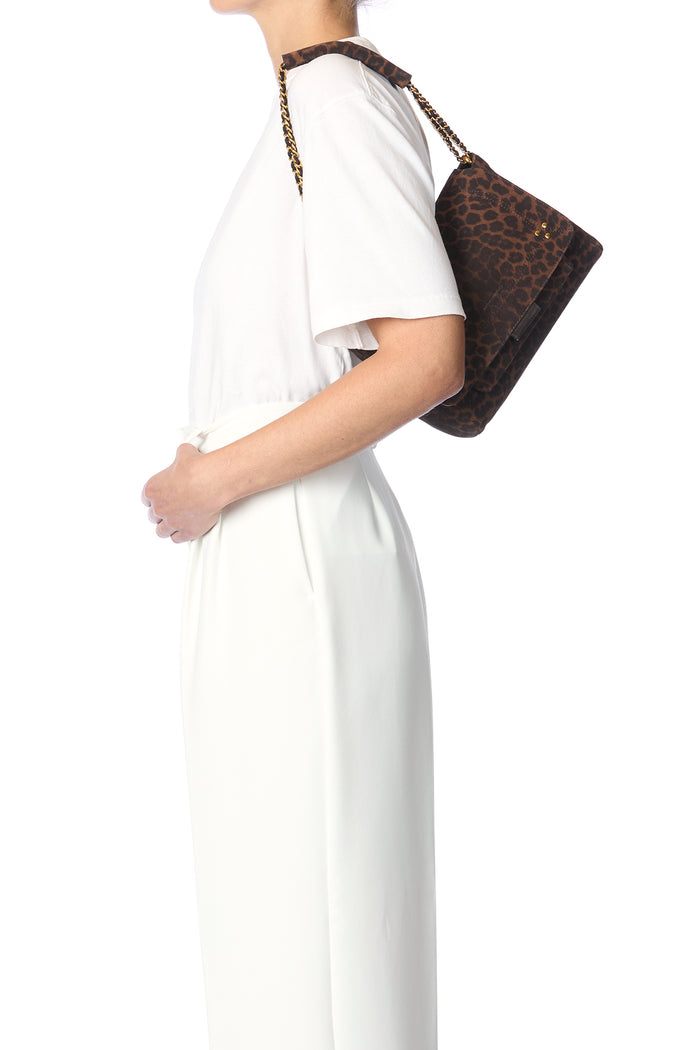 Jerome Dreyfuss Lulu M Croûte Velours Imprimé Léopard Naturel