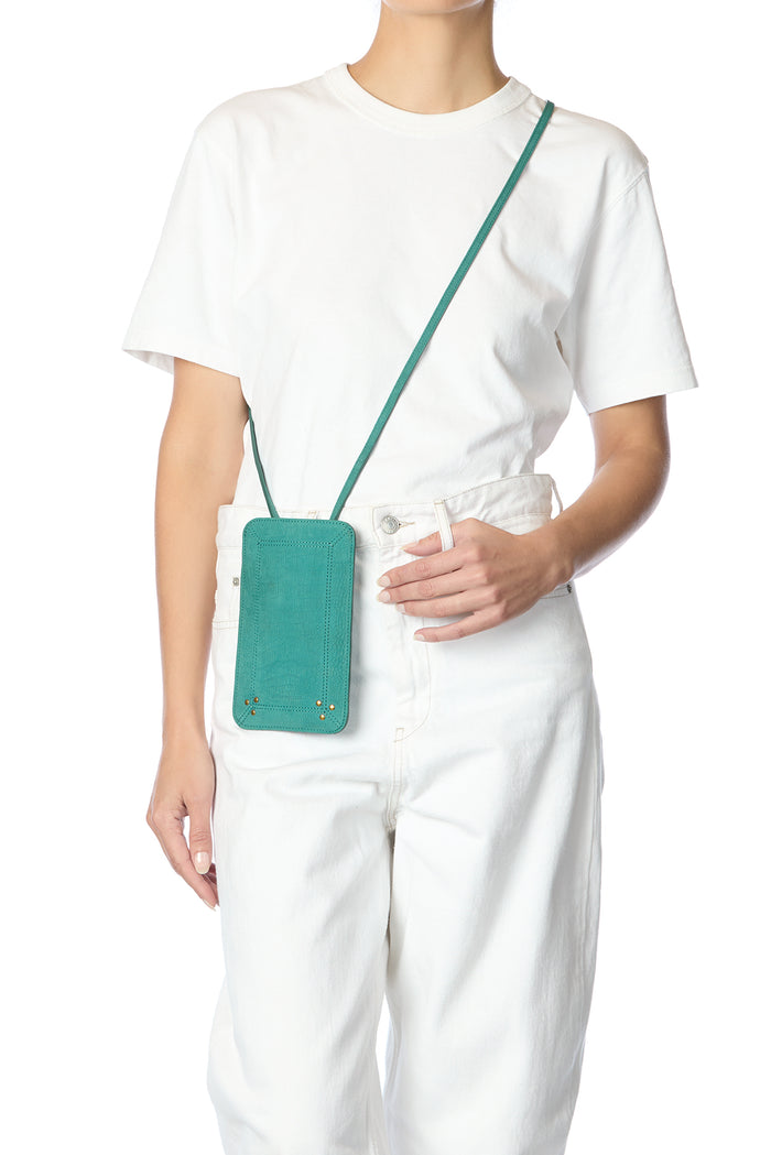 Jerome Dreyfuss Porte Mobile Taurillon Imprimé Croco Agave