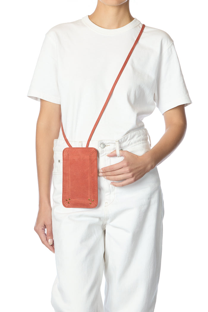 Jerome Dreyfuss Porte Mobile Taurillon Imprimé Croco Terracotta