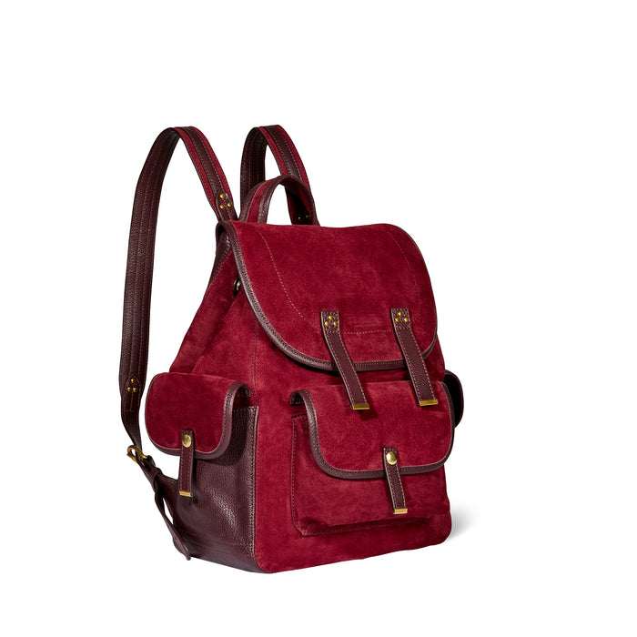Jerome Dreyfuss Sac à Dos Stan Croûte Velours Burgundy