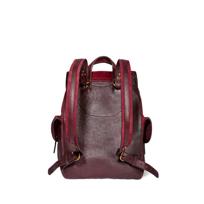 Jerome Dreyfuss Sac à Dos Stan Croûte Velours Burgundy