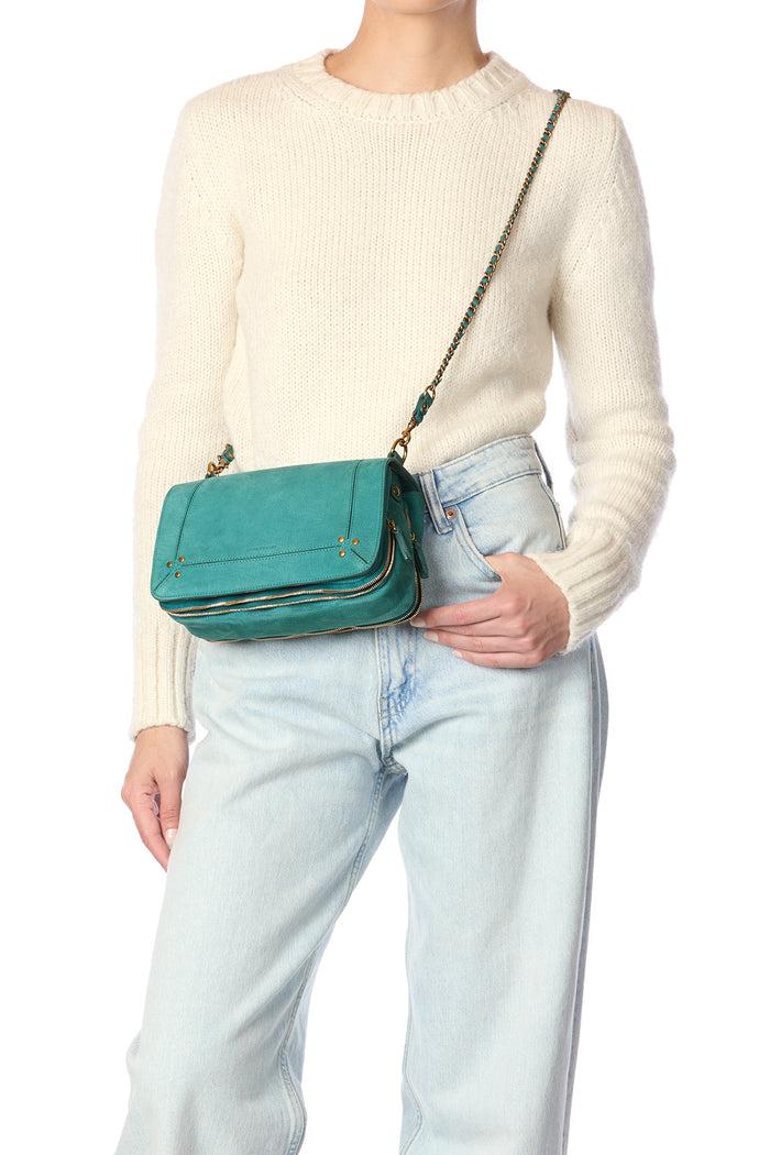 Jerome Dreyfuss Sac Bobi Taurillon Imprimé Croco Agave