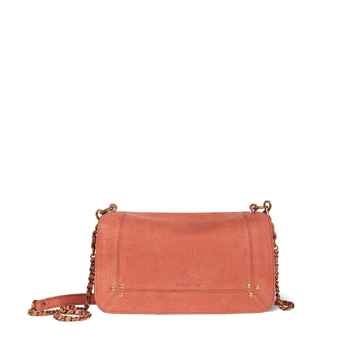 jerome dreyfuss Sac Bobi Taurillon Imprimé Croco Terracotta