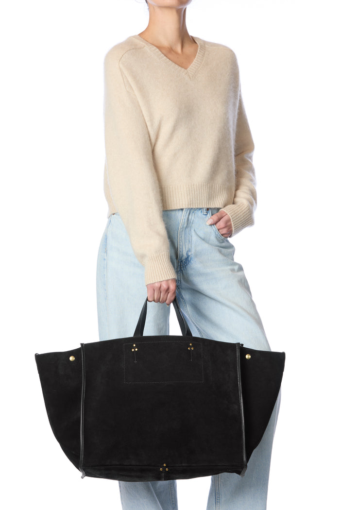 Jerome Dreyfuss Sac Cabas Léon L Croûte Velours Noir