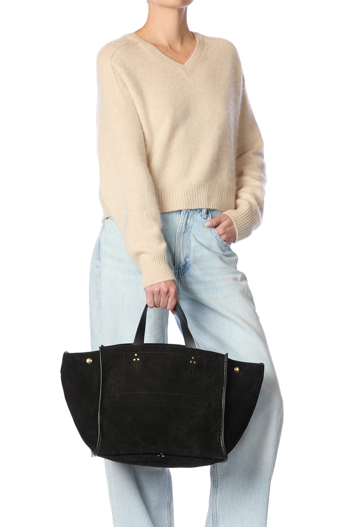 Jerome Dreyfuss Sac Cabas Léon M Croûte Velours Noir