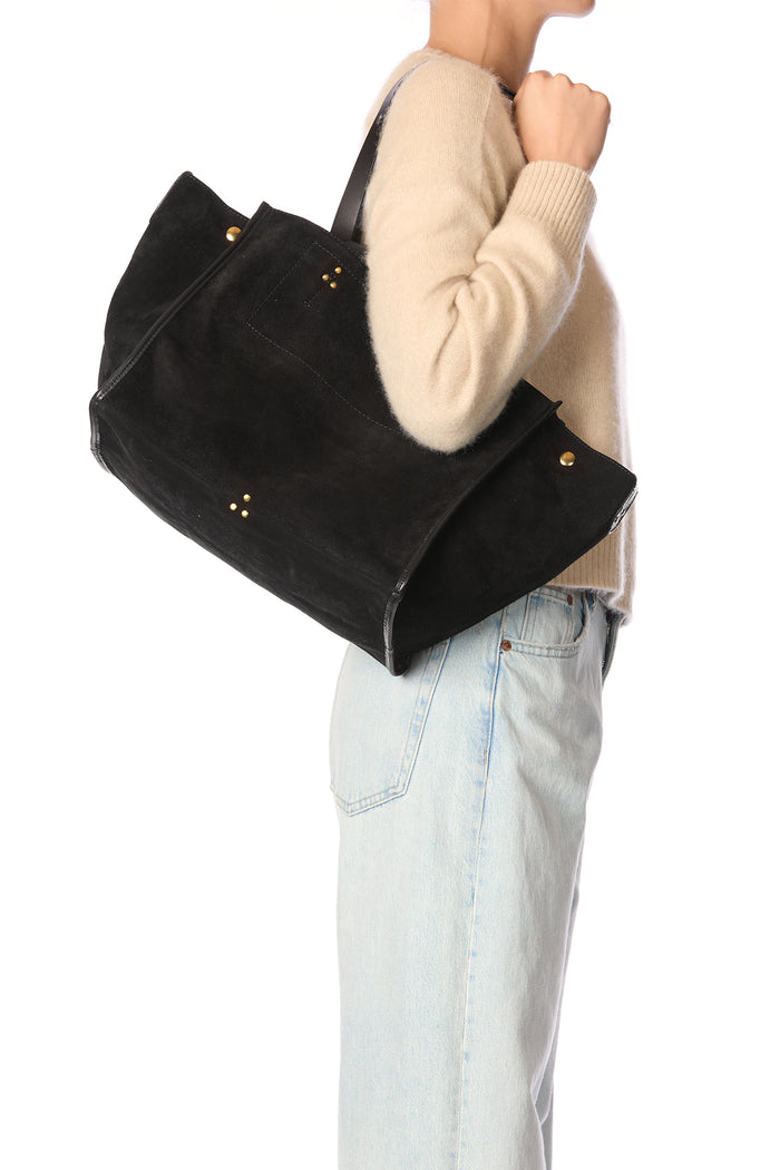 Jerome Dreyfuss Sac Cabas Léon M Croûte Velours Noir