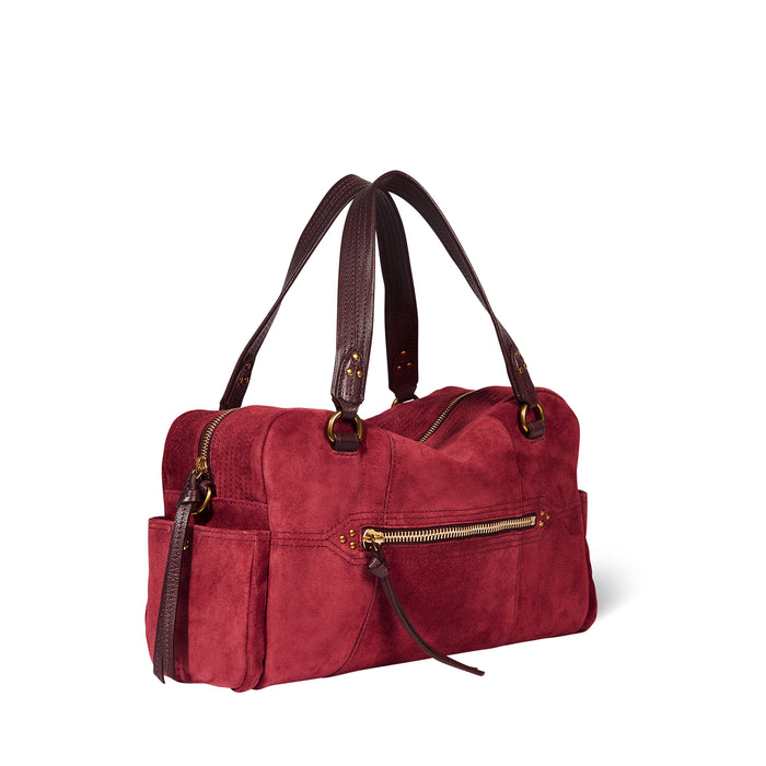 Jerome Dreyfuss Sac Lucky Bowling Croûte Velours Burgundy