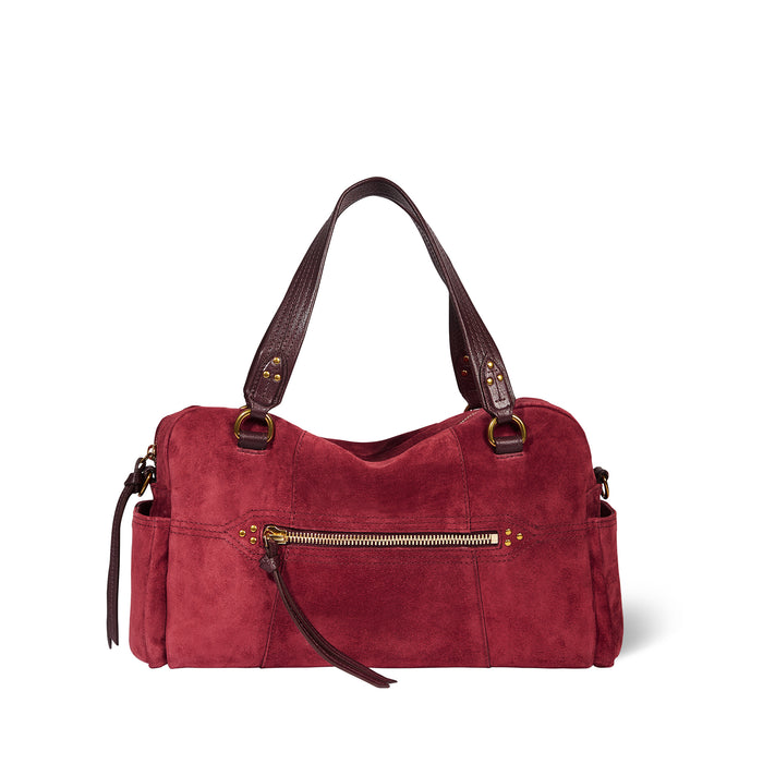 jerome dreyfuss Sac Lucky Bowling Croûte Velours Burgundy