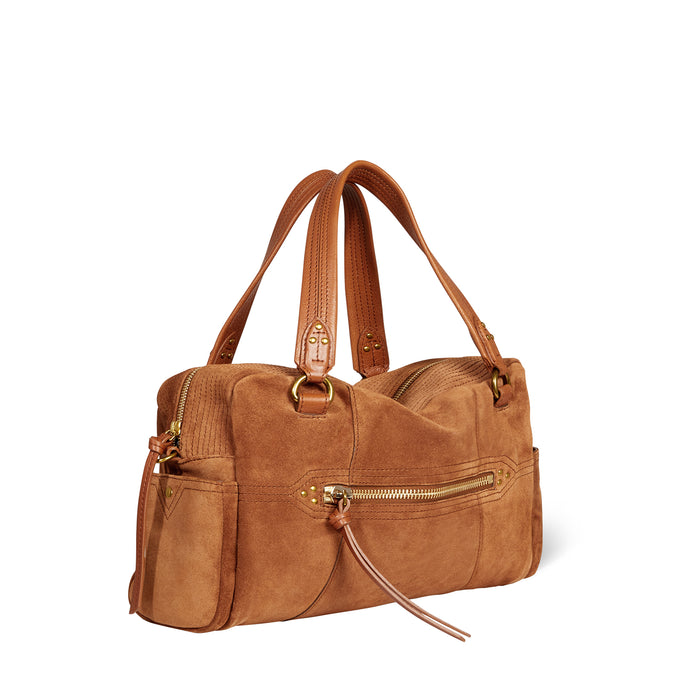 Jerome Dreyfuss Sac Lucky Bowling Croûte Velours Caramel