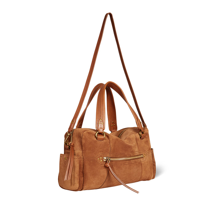 Jerome Dreyfuss Sac Lucky Bowling Croûte Velours Caramel