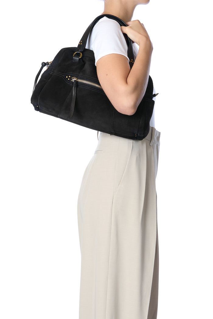 Jerome Dreyfuss Sac Lucky Bowling Croûte Velours Noir